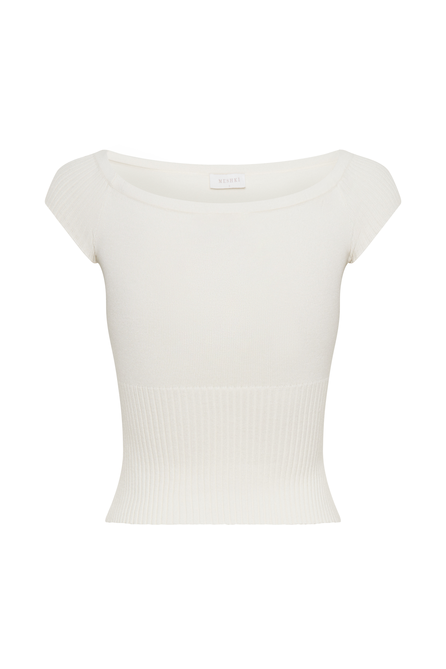 Mathilde Ribbed Knit Off Shoulder Top - Ivory