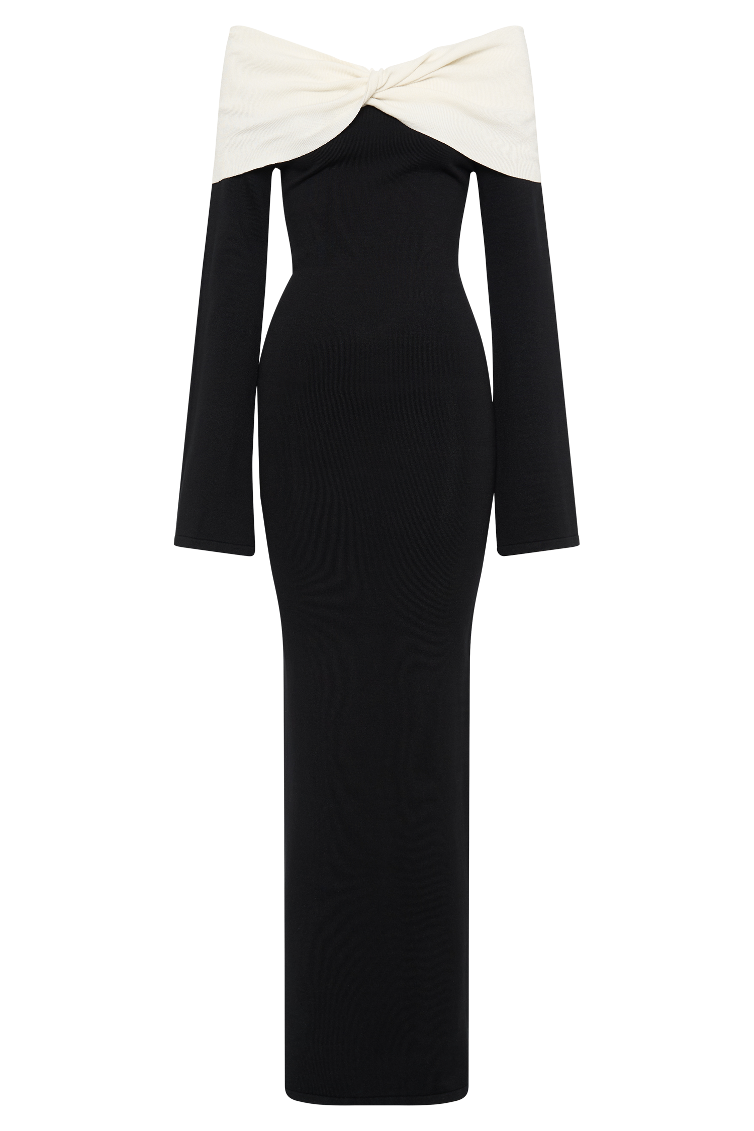 Yoko Contrast Knit Maxi Dress - Black/White