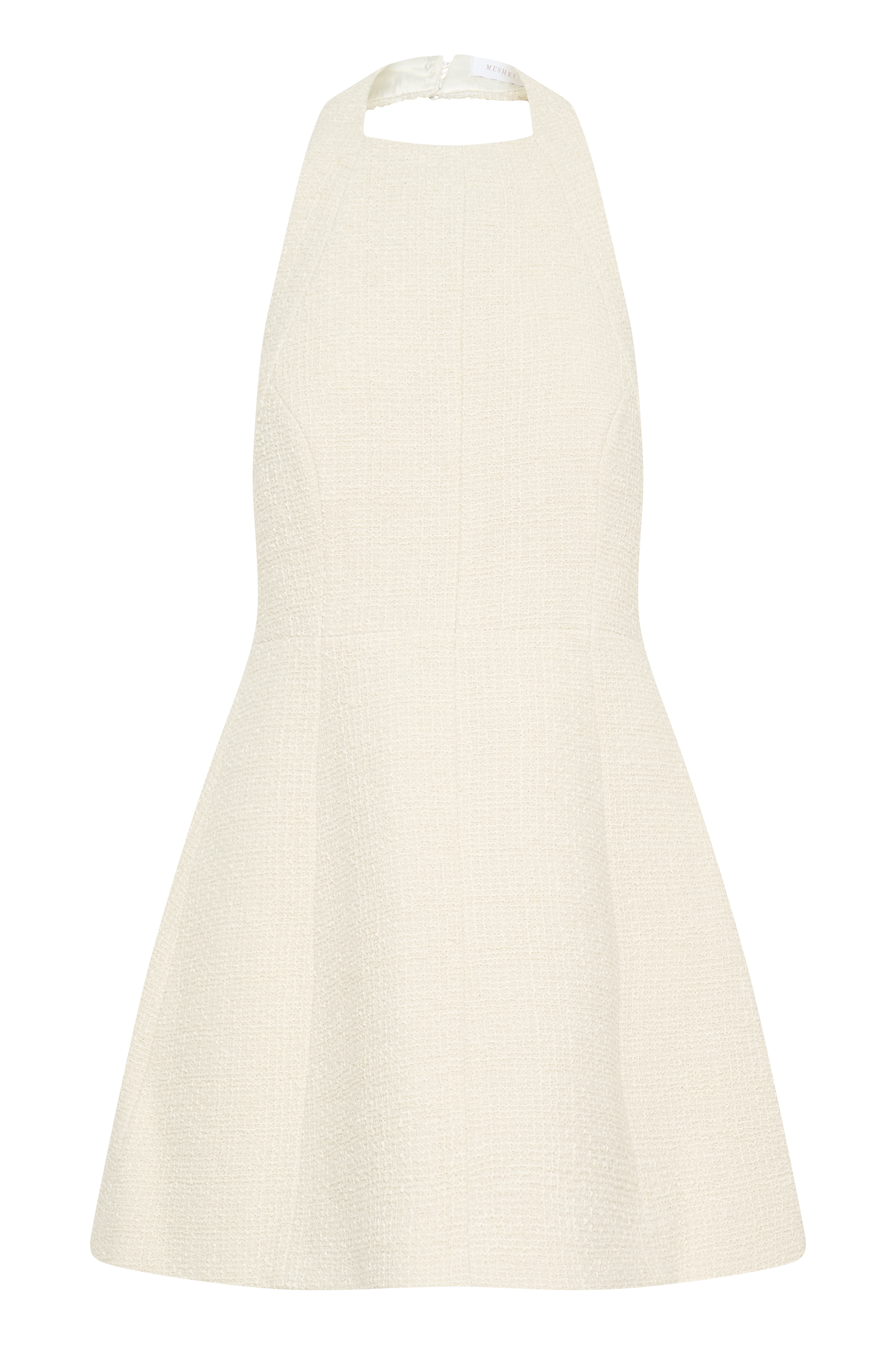Carina Boucle Halter Mini Dress - Ivory