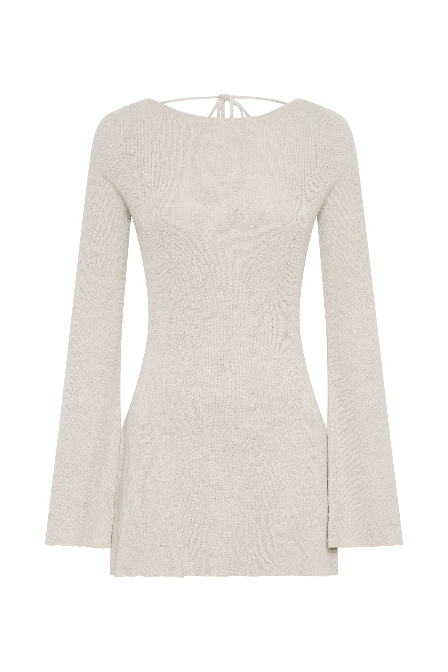 Zahra Long Sleeve Open Back Mini Knit Dress - Grey