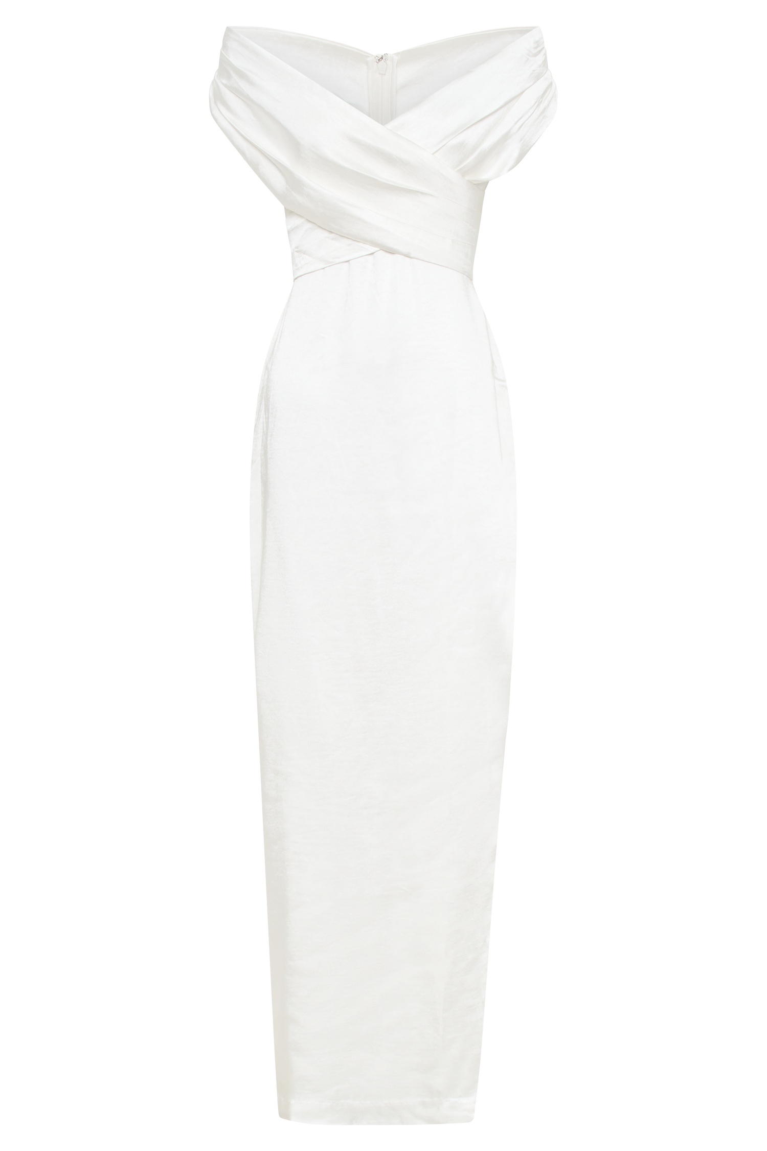 Harley Off Shoulder Satin Maxi Dress - Ivory