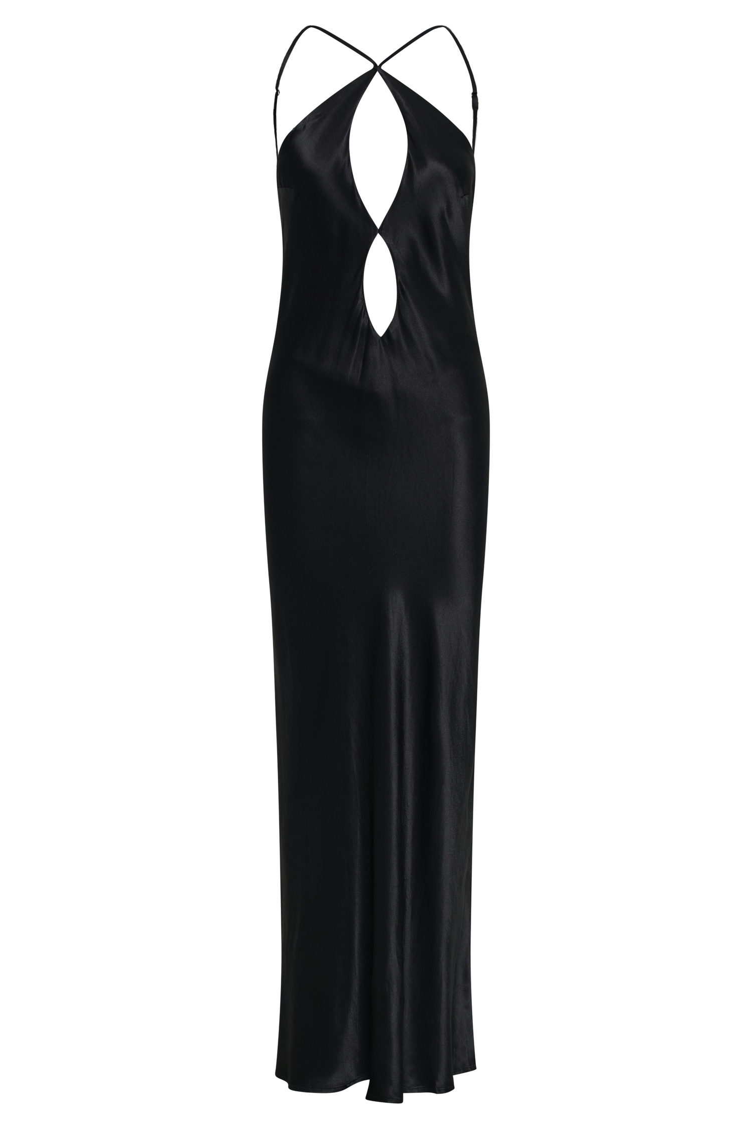 Lucia Satin Cut Out Maxi Dress - Black
