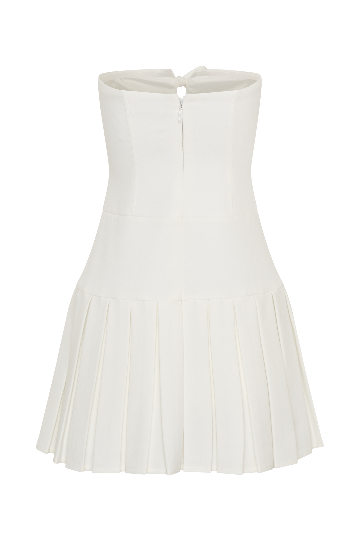 Naya Pleated Mini Dress With Ties - White