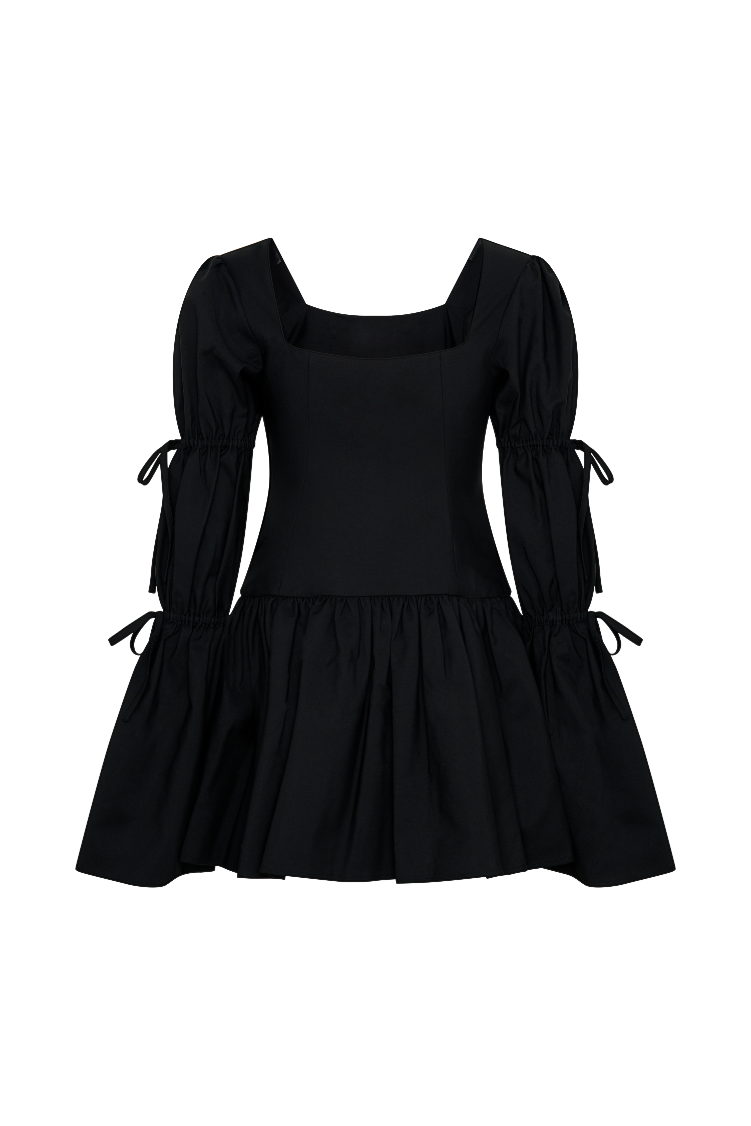Raine Long Sleeve Cotton Mini Dress - Black