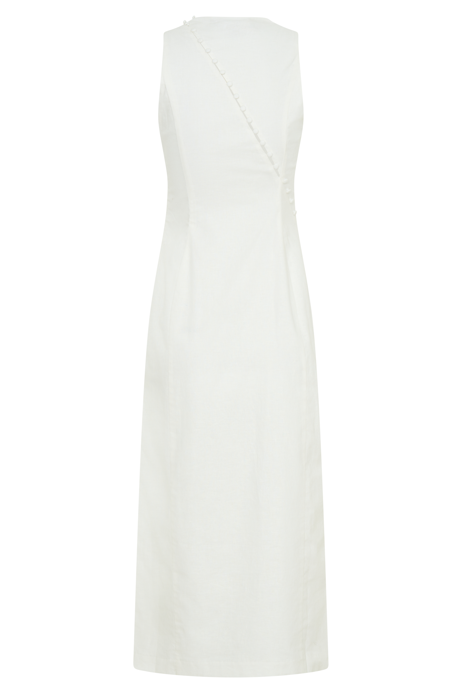 Bronte Linen Button Midi Dress - White