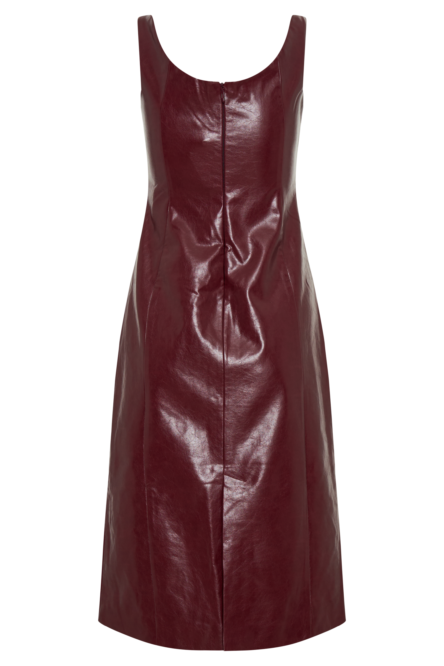 Sonia Faux Leather Midi Dress - Cherry Red