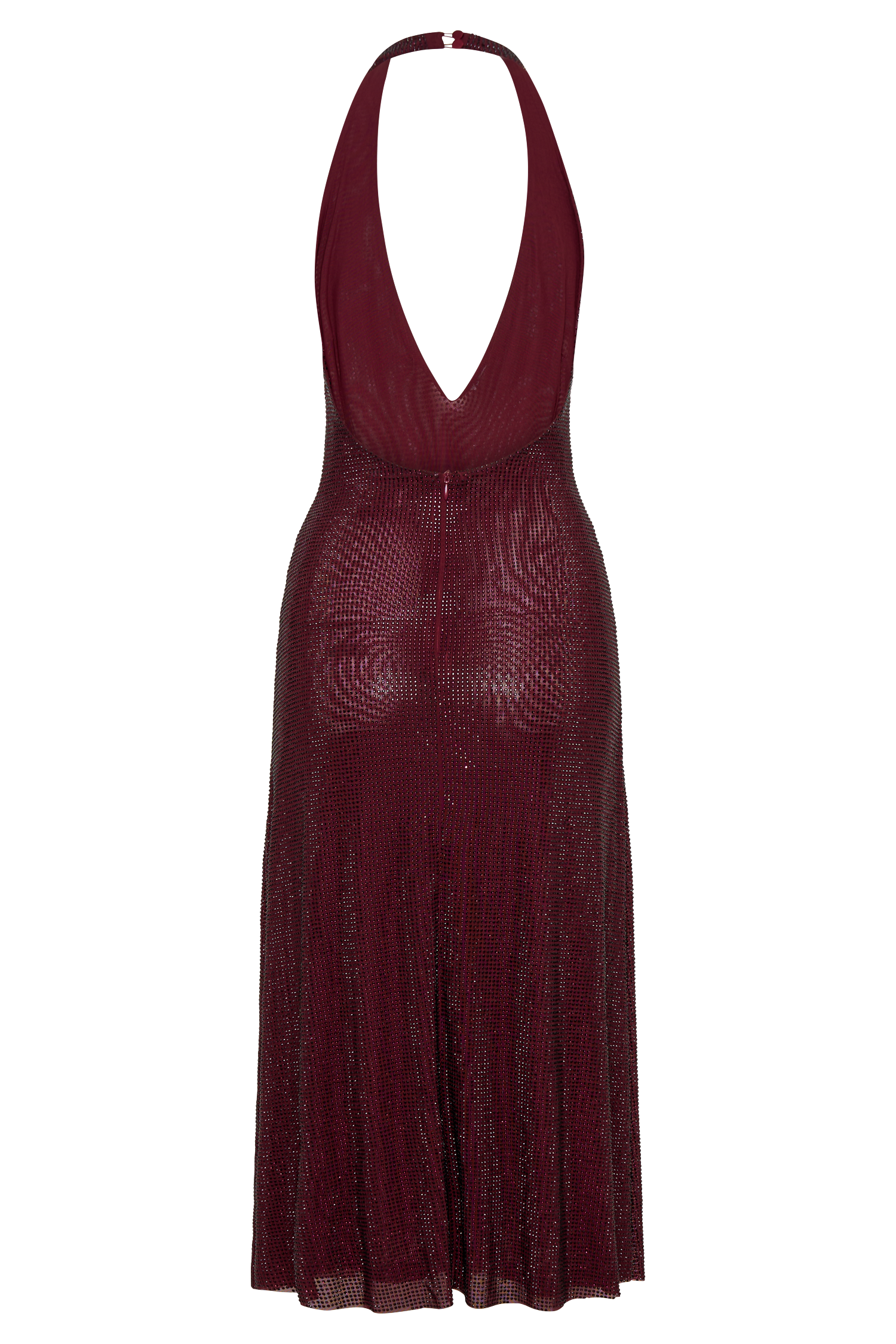 Genie Diamante Halter Midi Dress - Mahogany