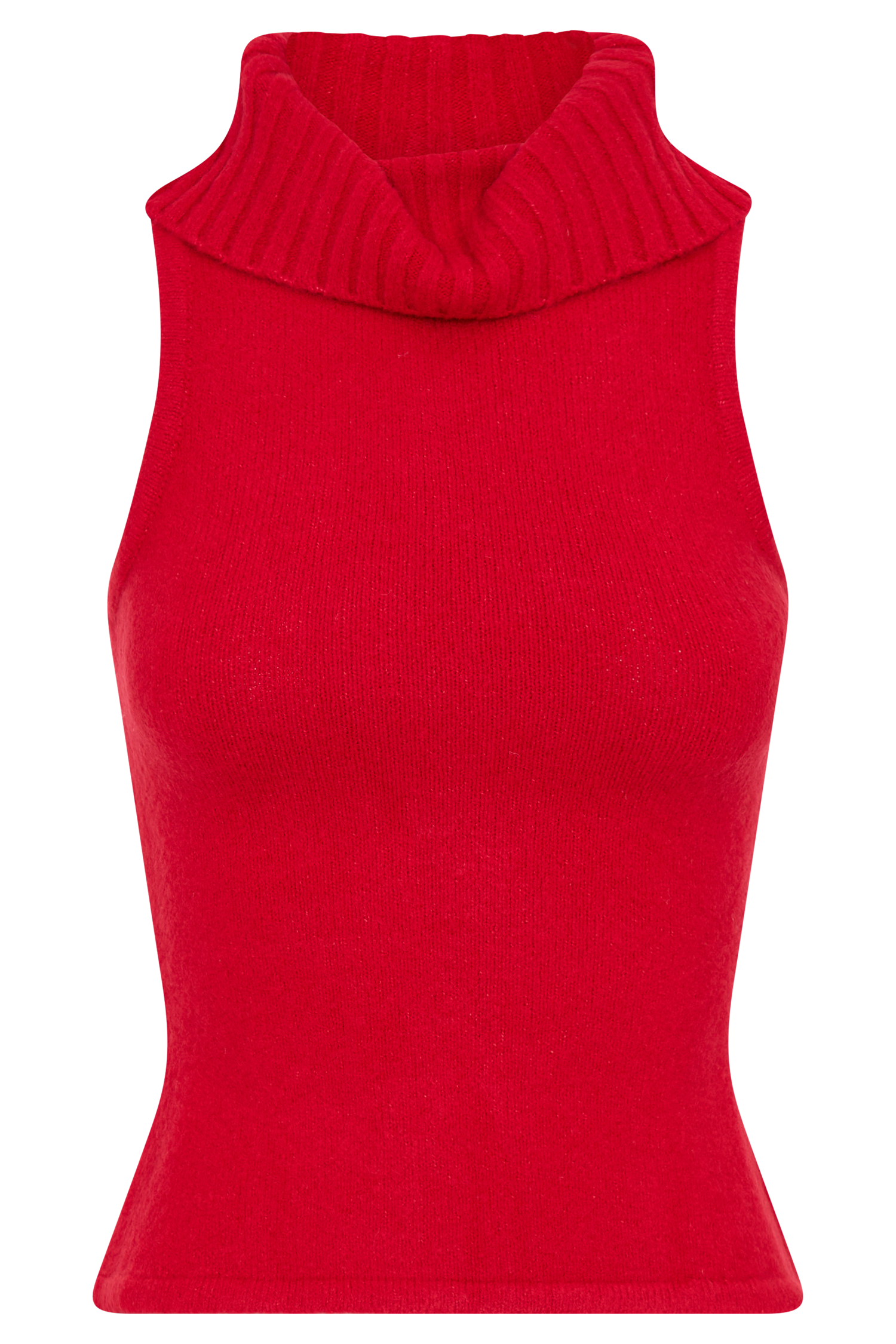 Elise Roll Neck Knit Top - Red