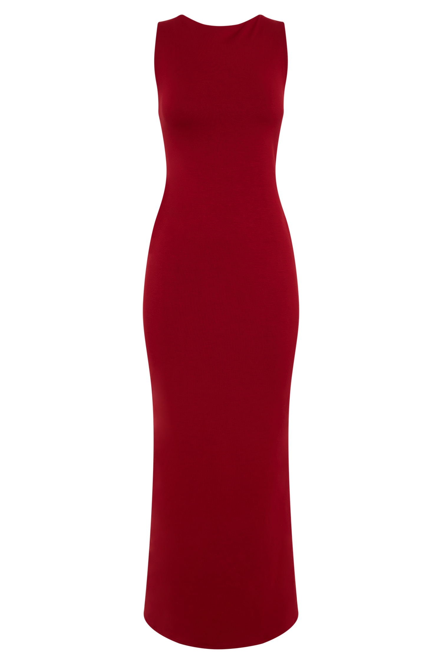 Catelyn Asymmetrical Scuba Jersey Midi Dress - Ruby