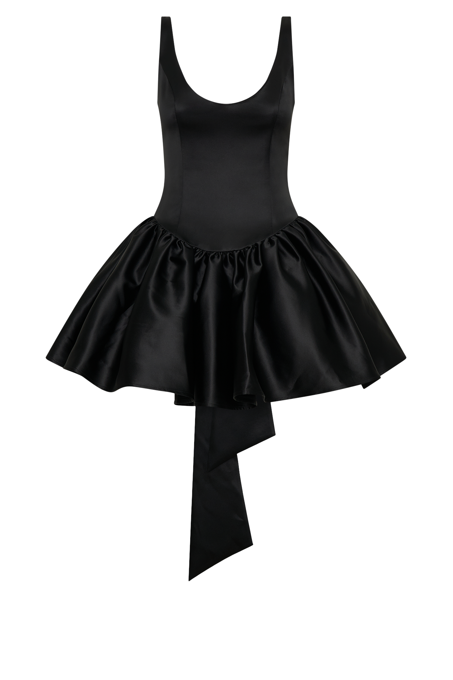 Felicia Satin Mini Dress With Bow - Black