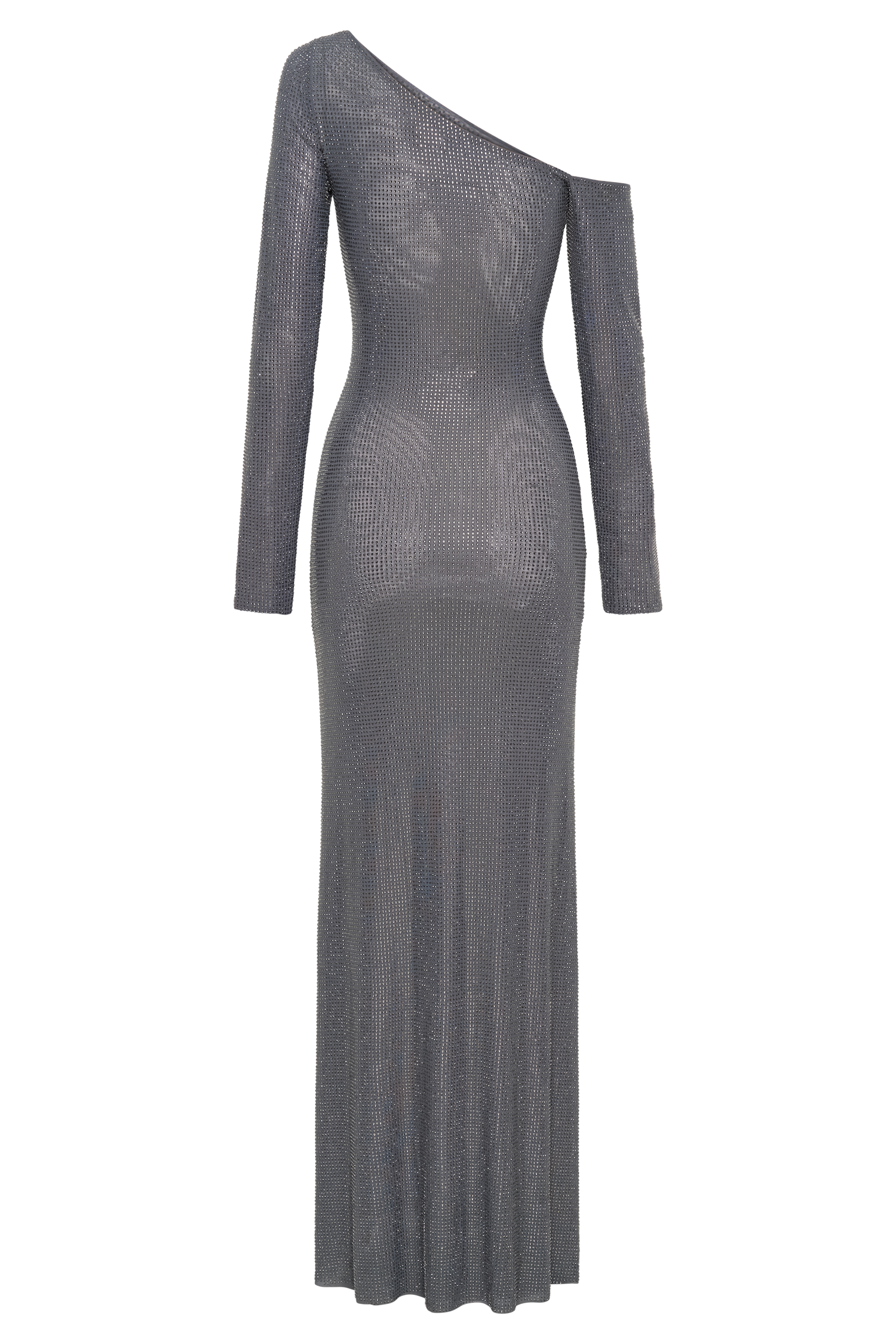Marcia Diamante Long Sleeve Maxi Dress - Gunmetal