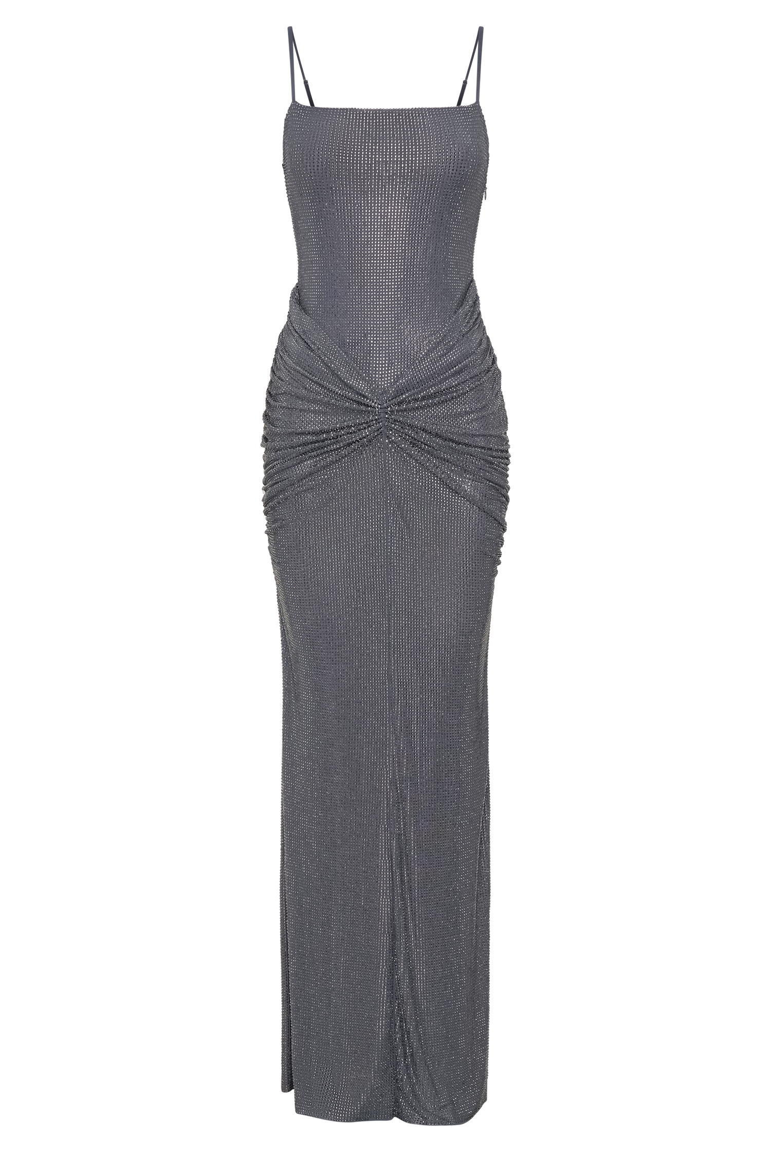Roisin Diamante Satin Maxi Dress - Gunmetal