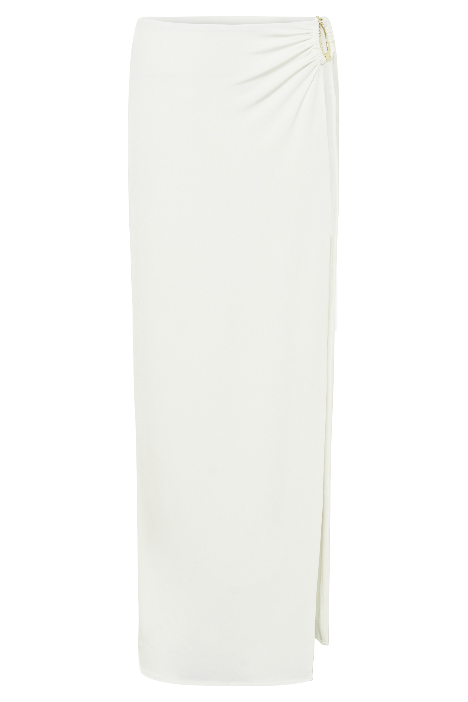 Suri Slinky Maxi Skirt With Gold Hardware - White