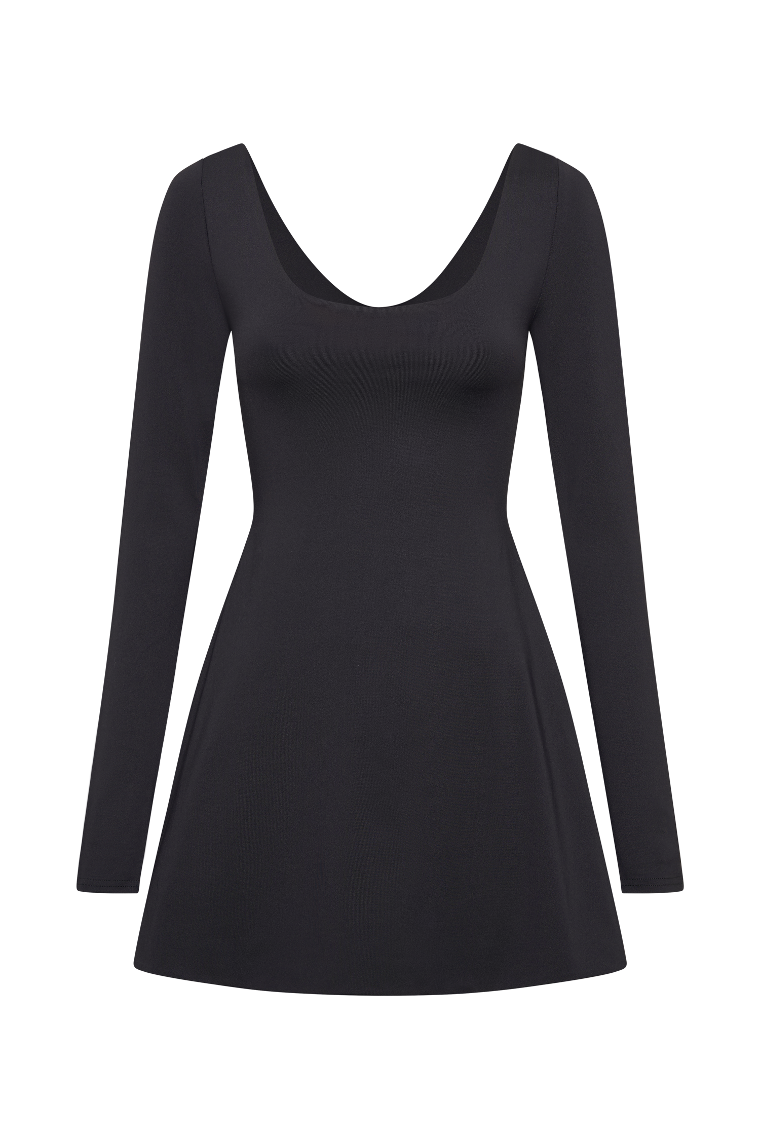 Renee Recycled Nylon Long Sleeve Mini Dress - Black