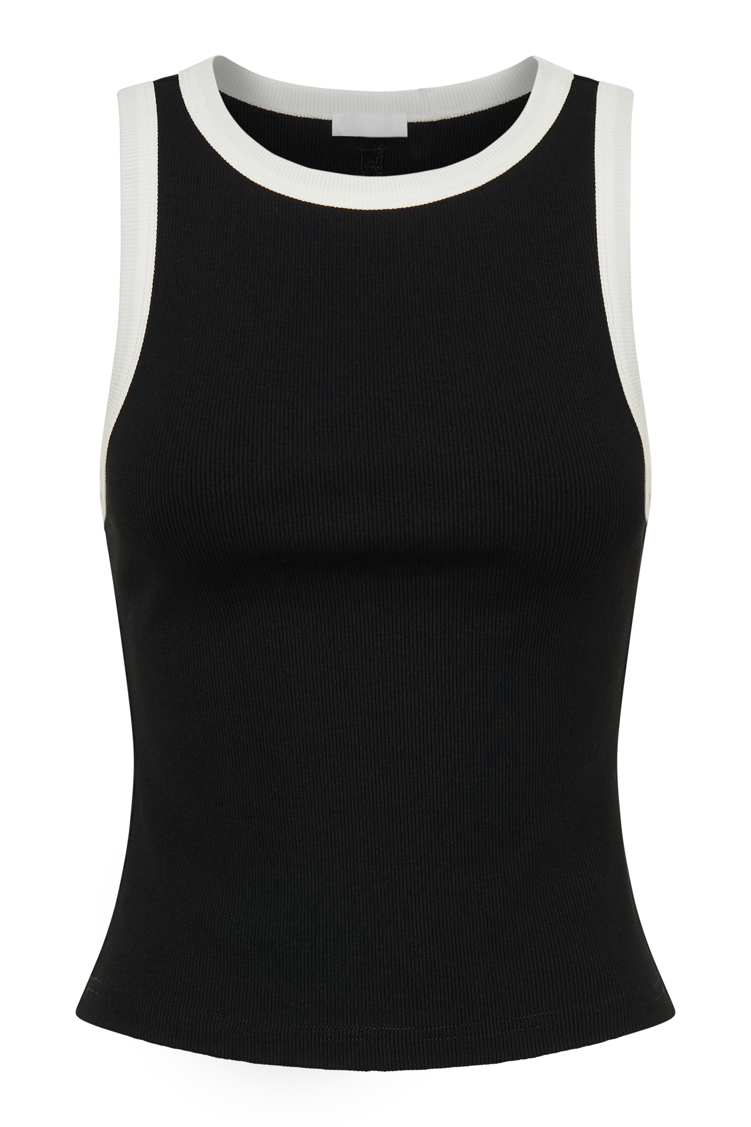 Zanna Contrast Ribbed Tank Top - Black/White