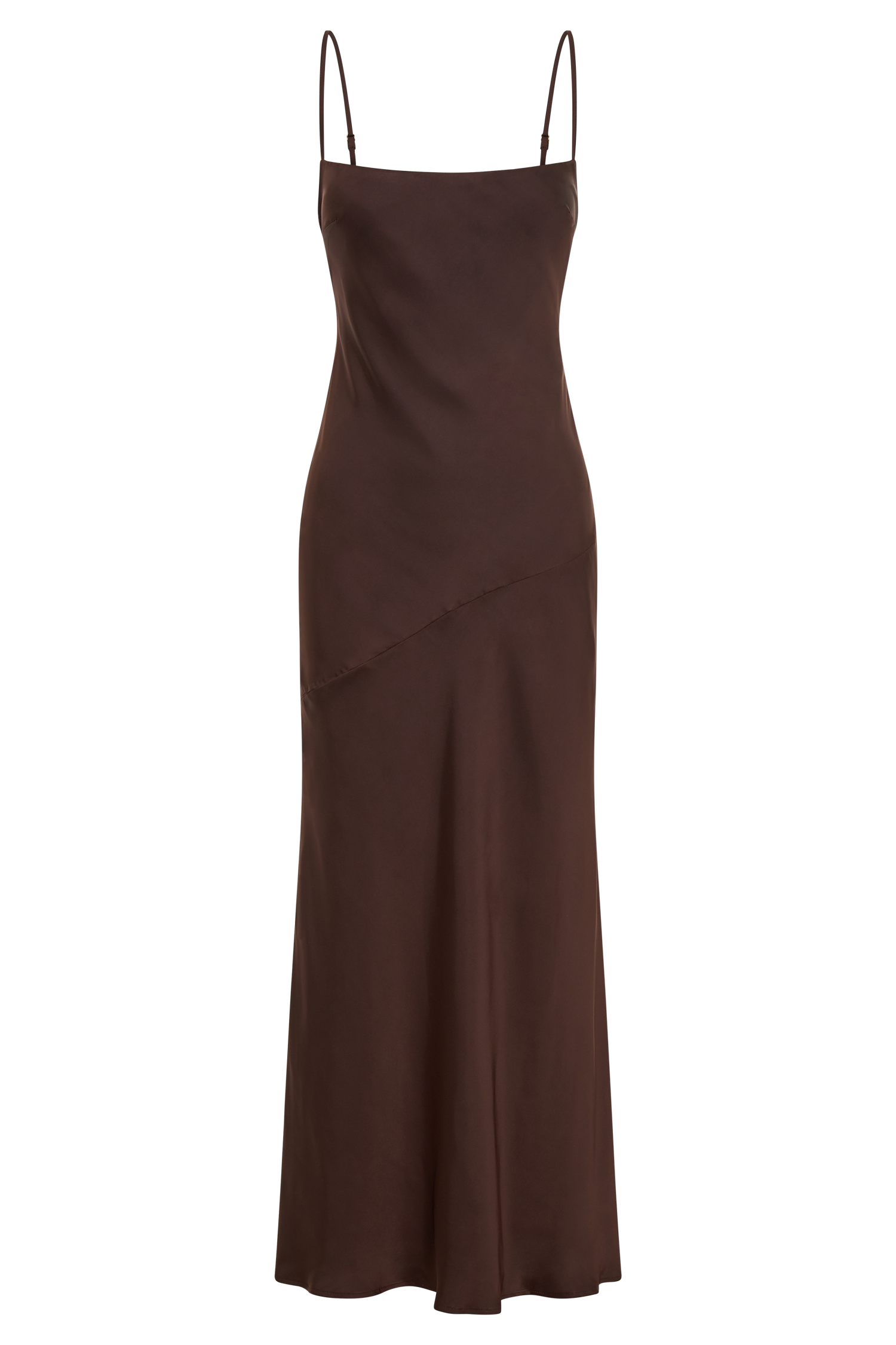 Brynlee Low Back Satin Maxi Dress - Dark Chocolate