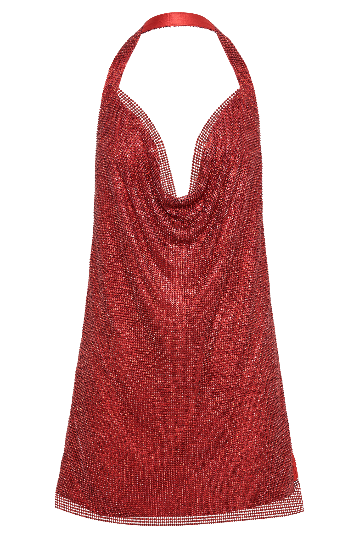 Meilani Low Back Diamante Mesh Mini Dress - Red