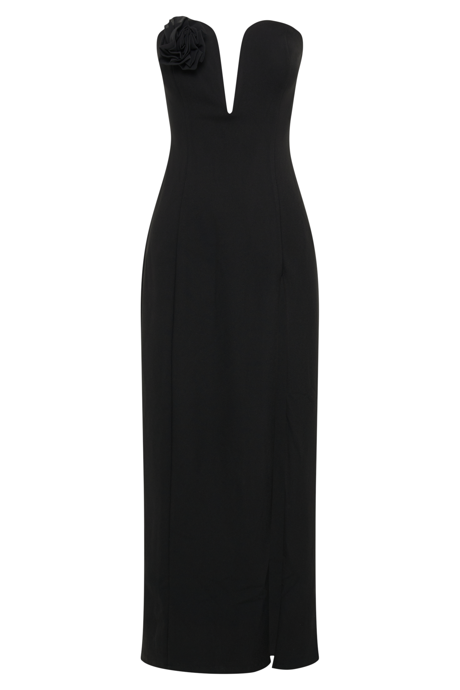 Haven Strapless Rose Maxi Dress - Black