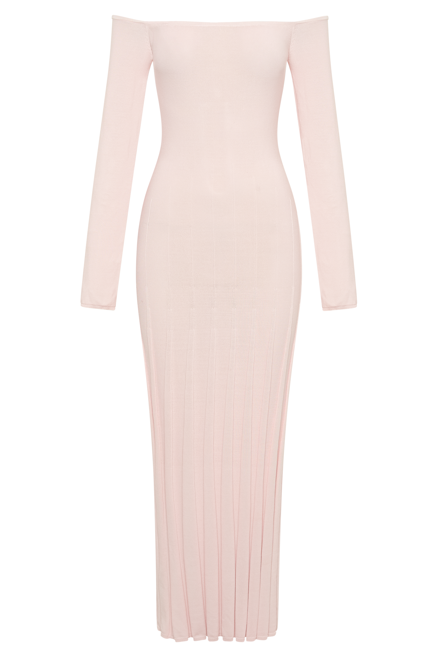 Emmeline Long Sleeve Rib Knit Midi Dress - Fairy Floss Pink