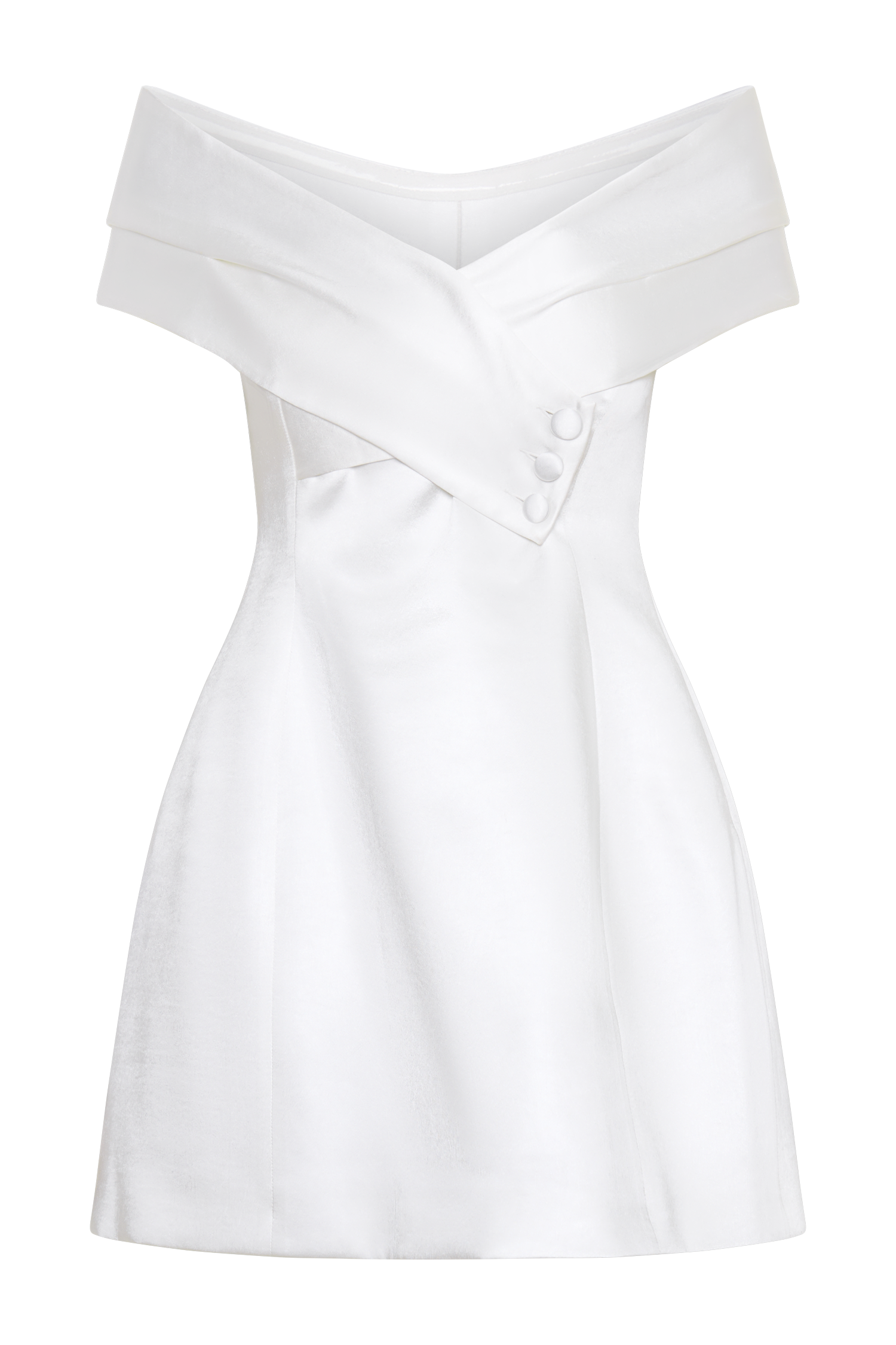 Evita Satin Off Shoulder Mini Dress - White