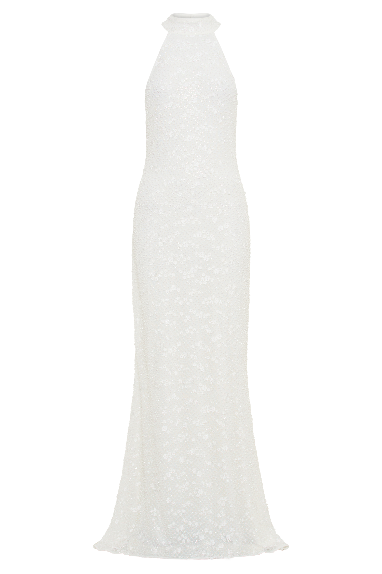 Emery Lace Halter Maxi Dress - White