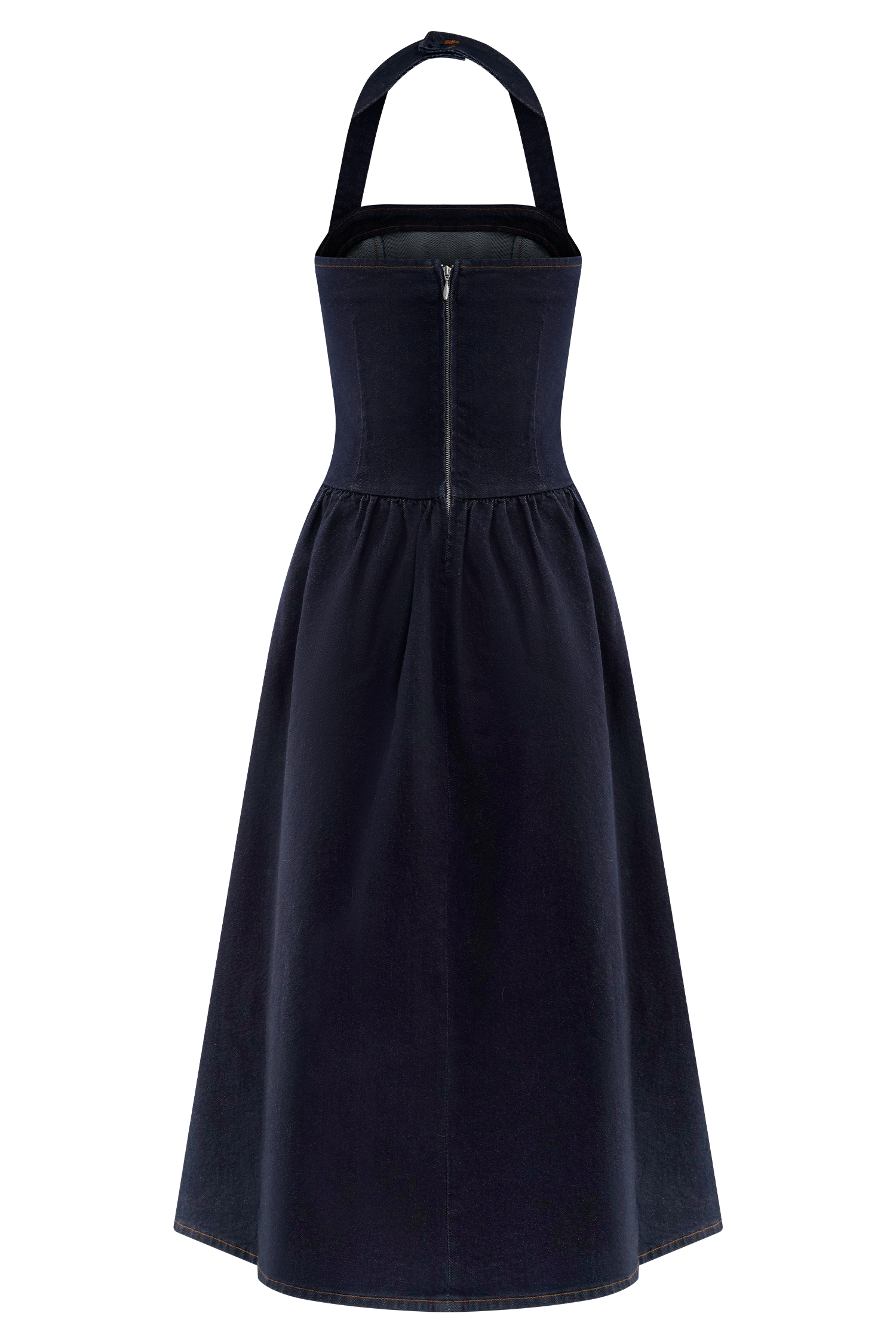 Caroline Denim Halter Midi Dress - Indigo Blue
