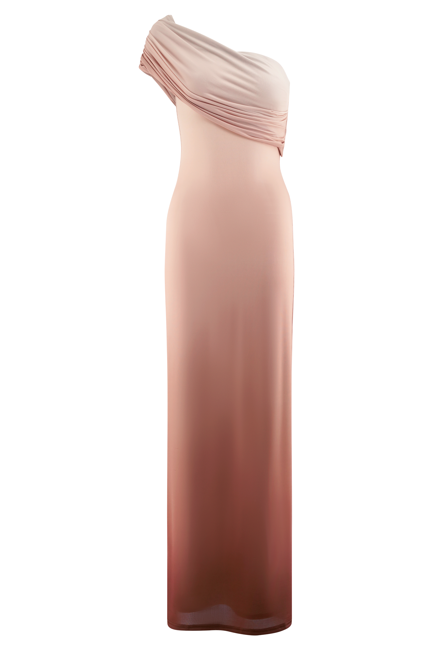Cassandra Off Shoulder Slinky Maxi Dress - Neutral Ombre