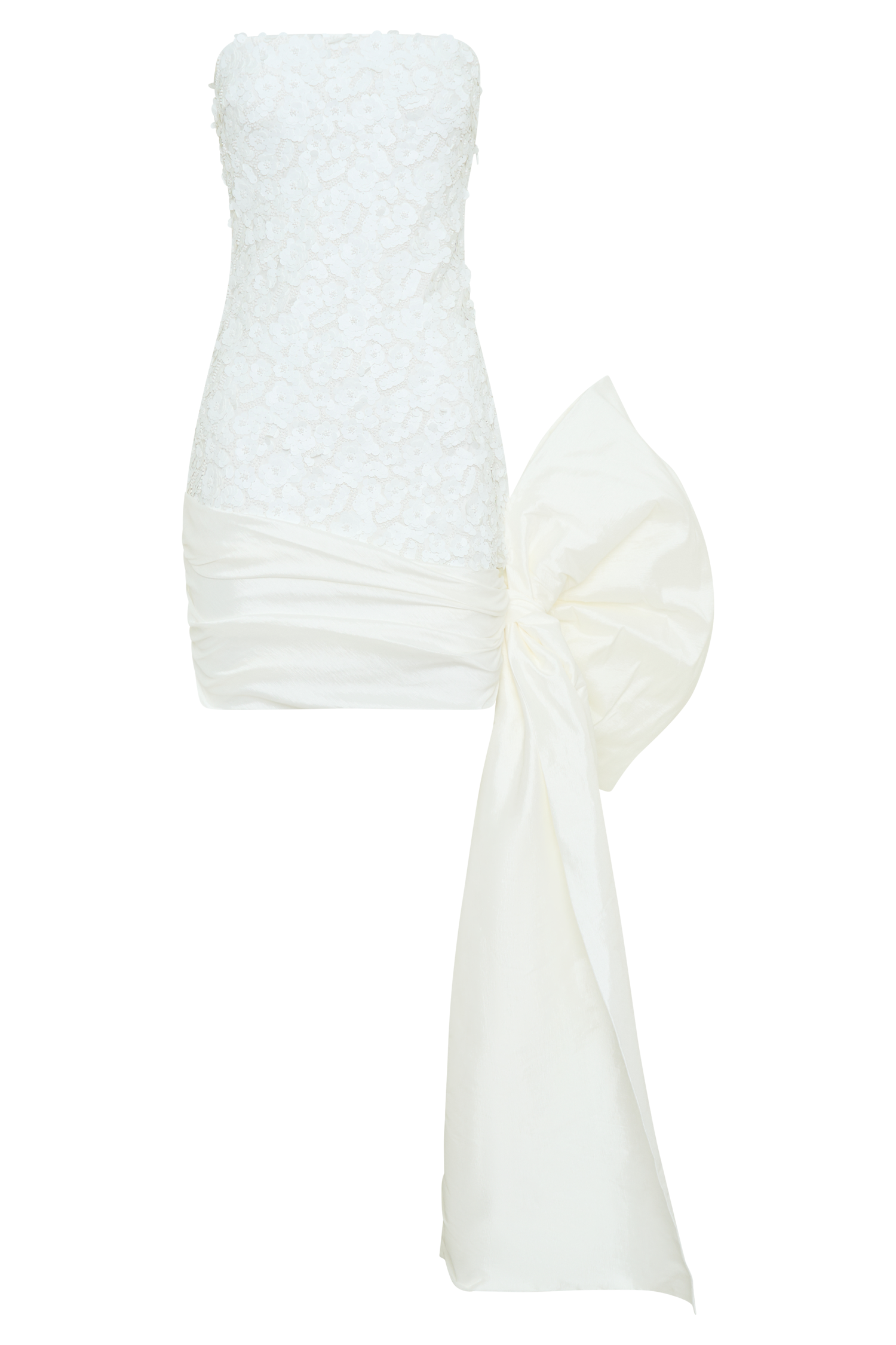Franka Strapless Bow Mini Dress - White