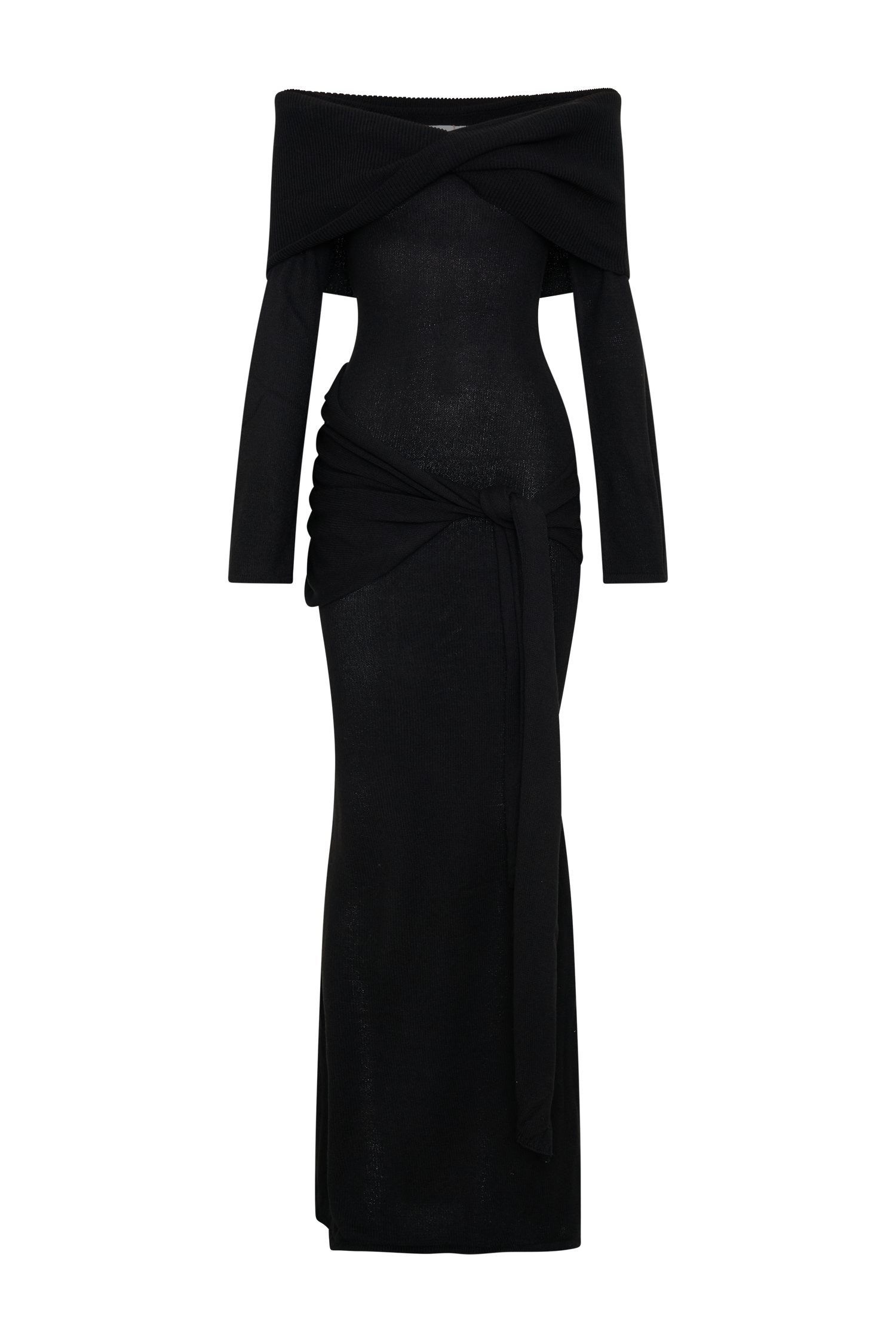 Cameron Off Shoulder Tie Maxi Dress - Black