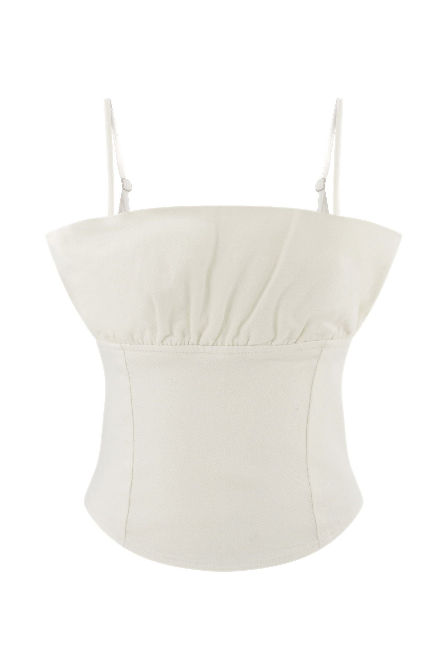 Cecilia Denim Frill Corset - White