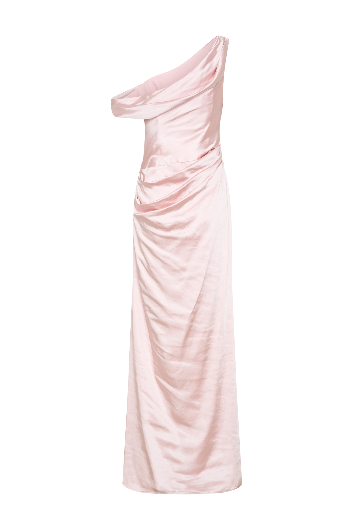 Dalia Off Shoulder Satin Maxi Dress - Soft Pink