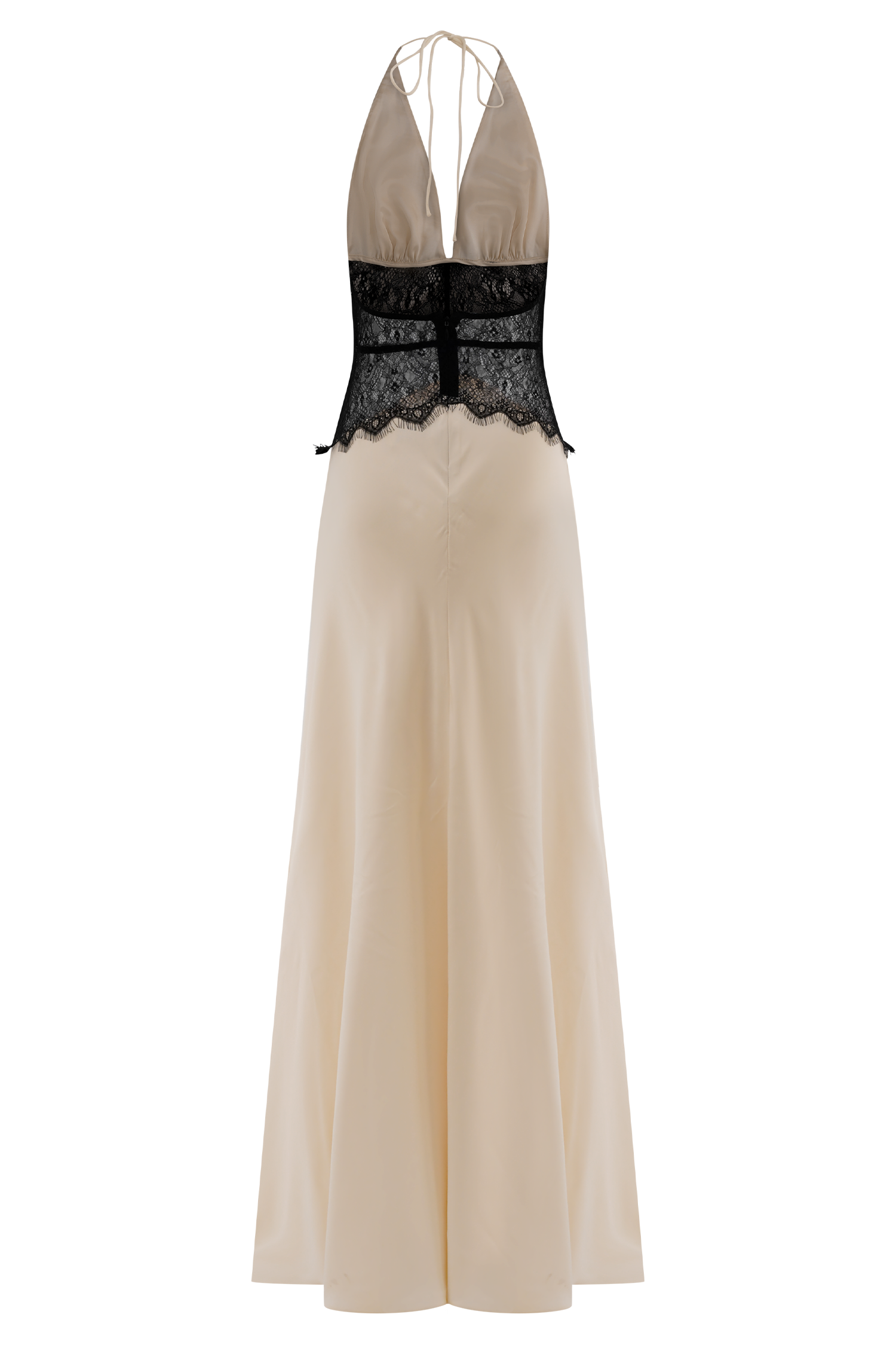 Dinah Lace And Satin Maxi Dress - Black/Ivory