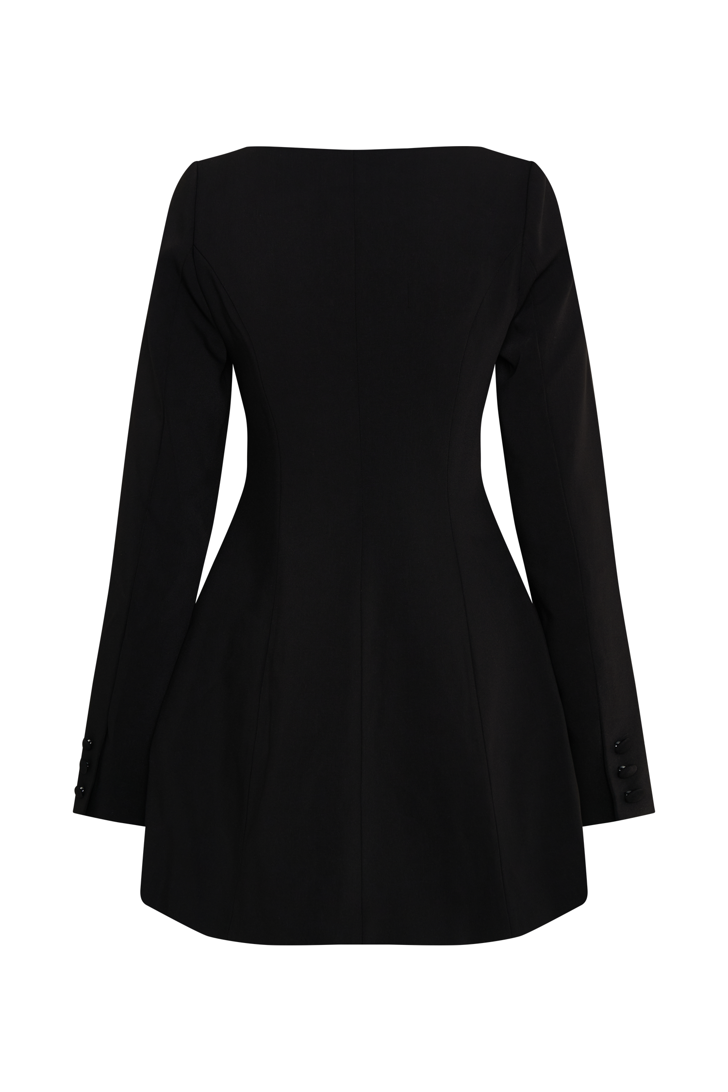 Jolie Boat Neck Suiting Mini Dress - Black