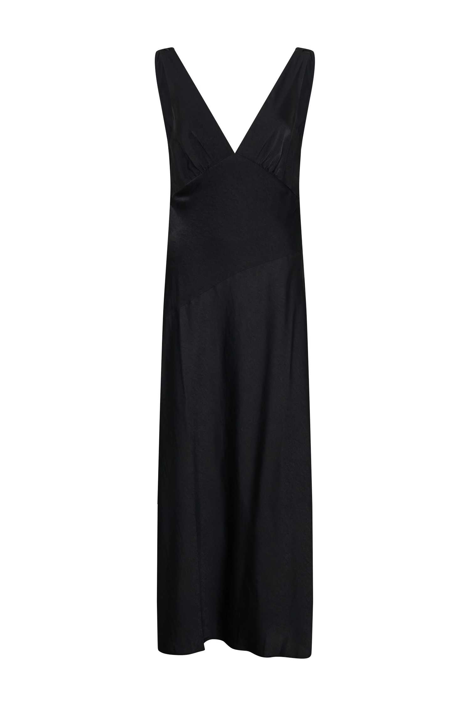 Nadia Maxi Satin Dress With Back Cowl - Black