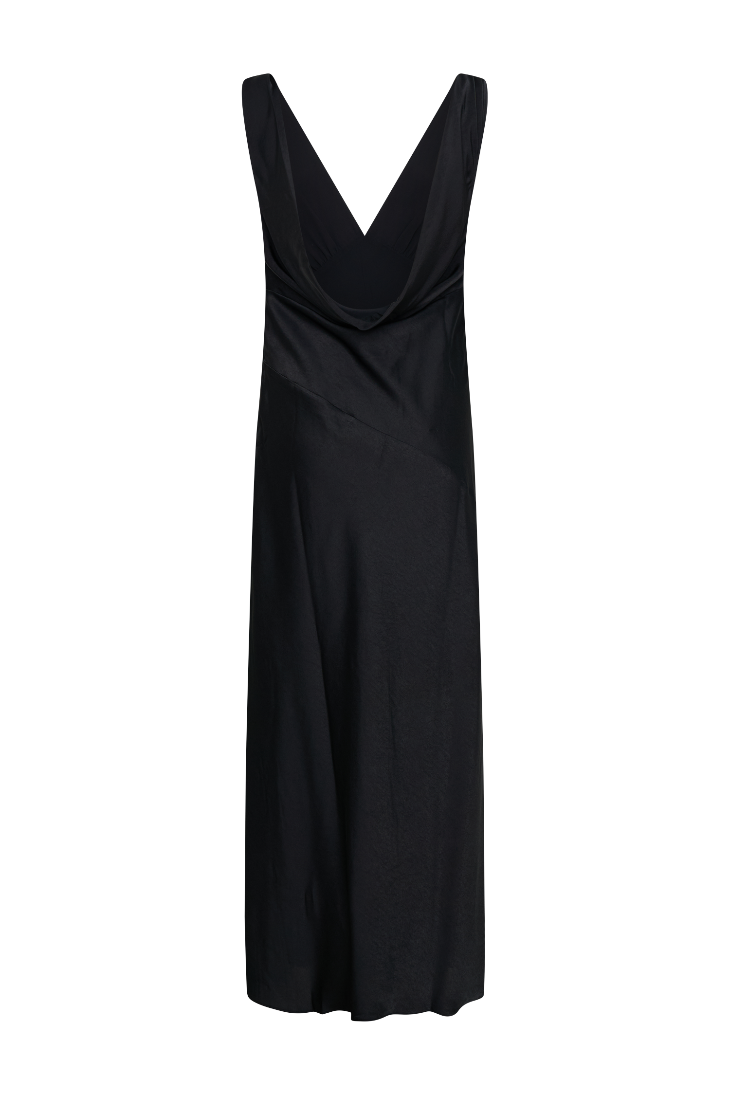 Nadia Maxi Satin Dress With Back Cowl - Black
