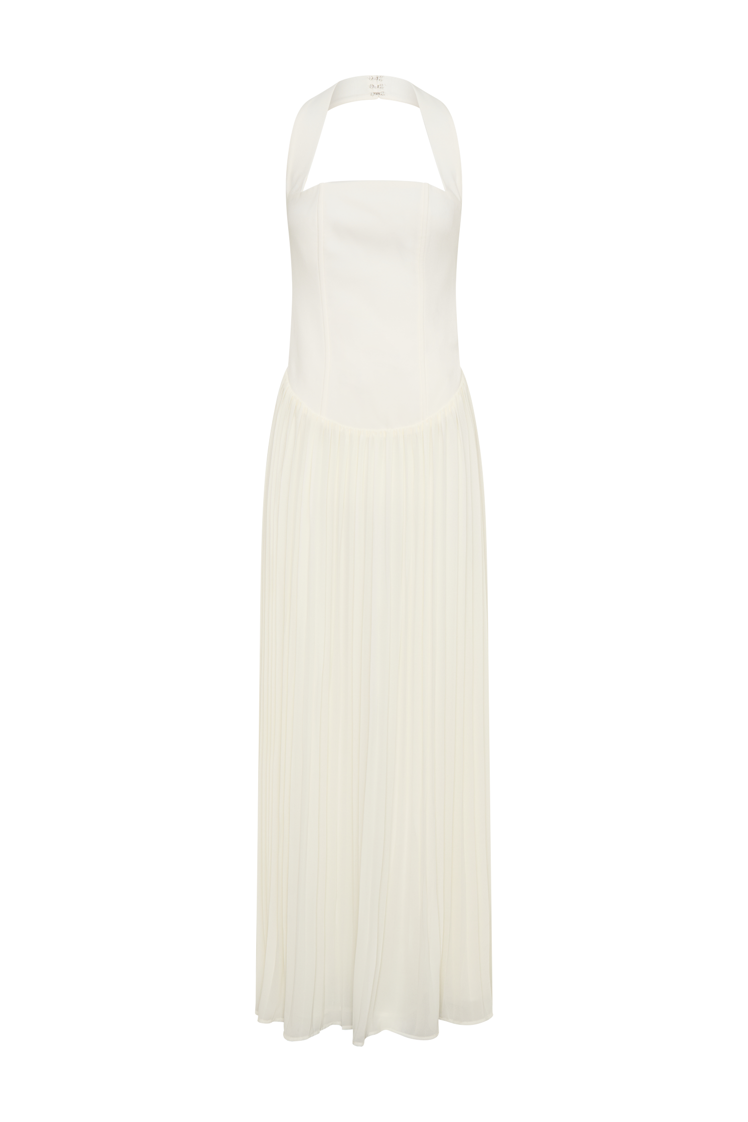 Stacie Pleated Halter Maxi Dress - Ivory