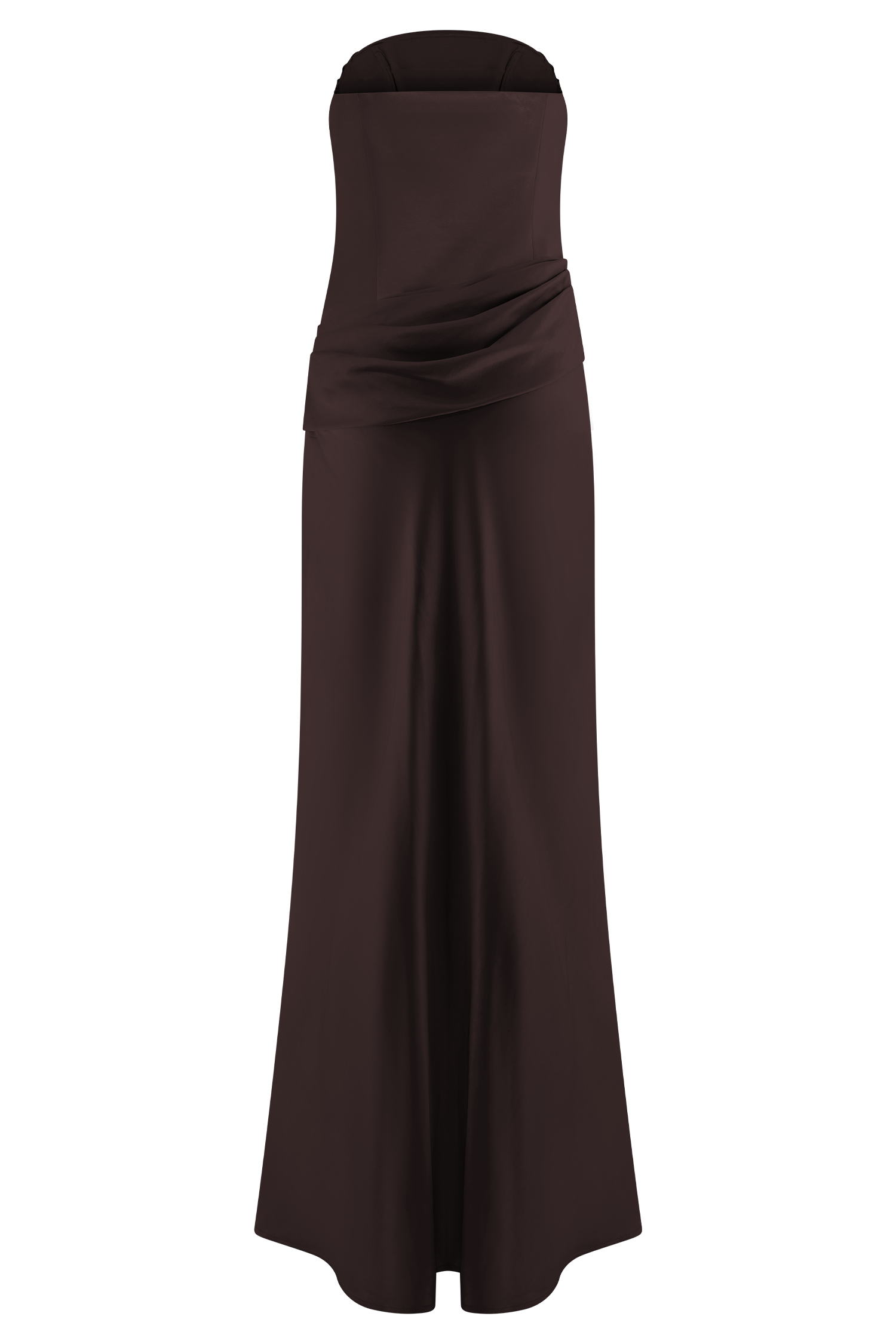 Jasmine Strapless Satin Maxi Dress - Dark Chocolate