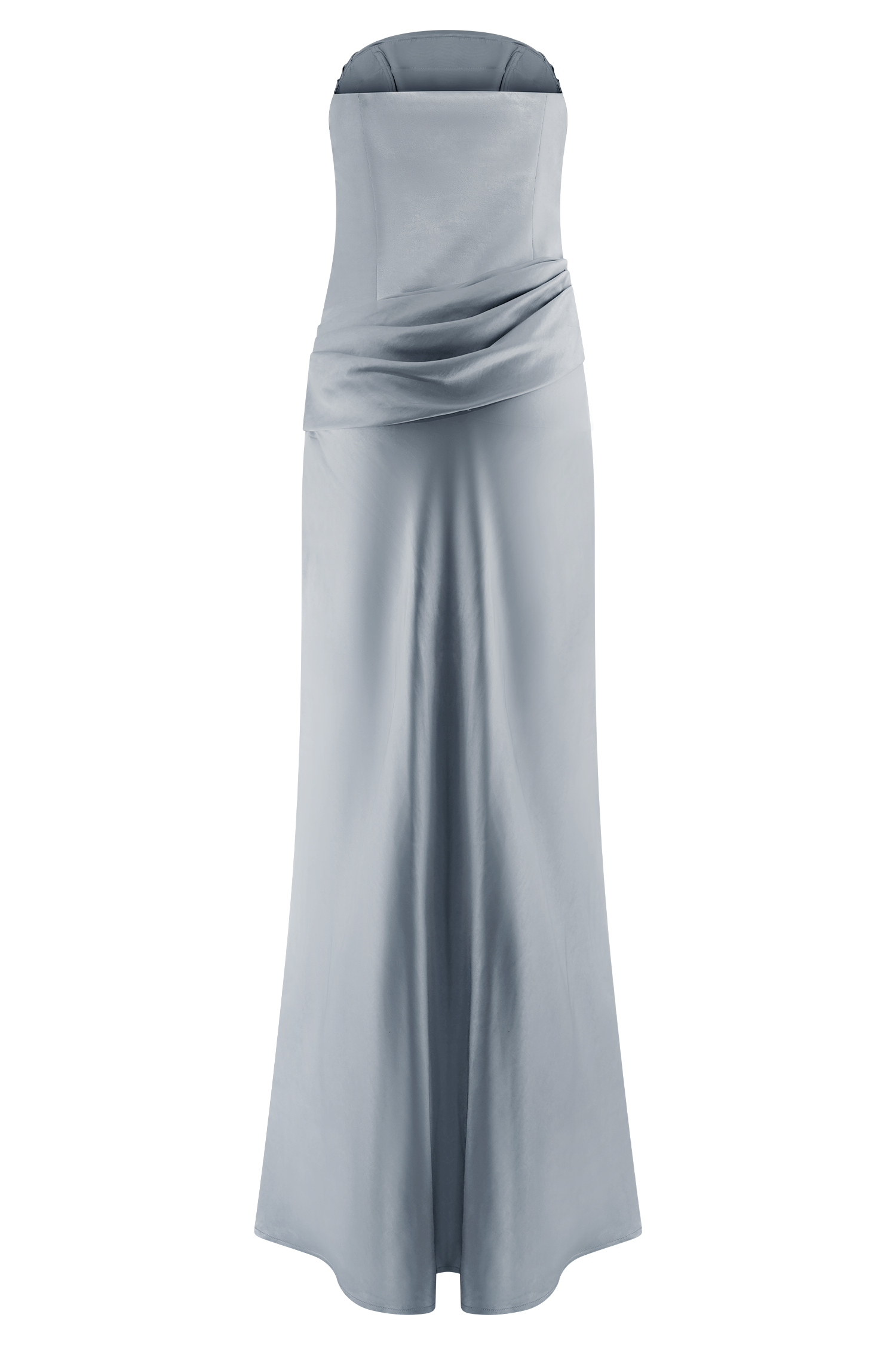 Jasmine Strapless Satin Maxi Dress - Frosted Blue
