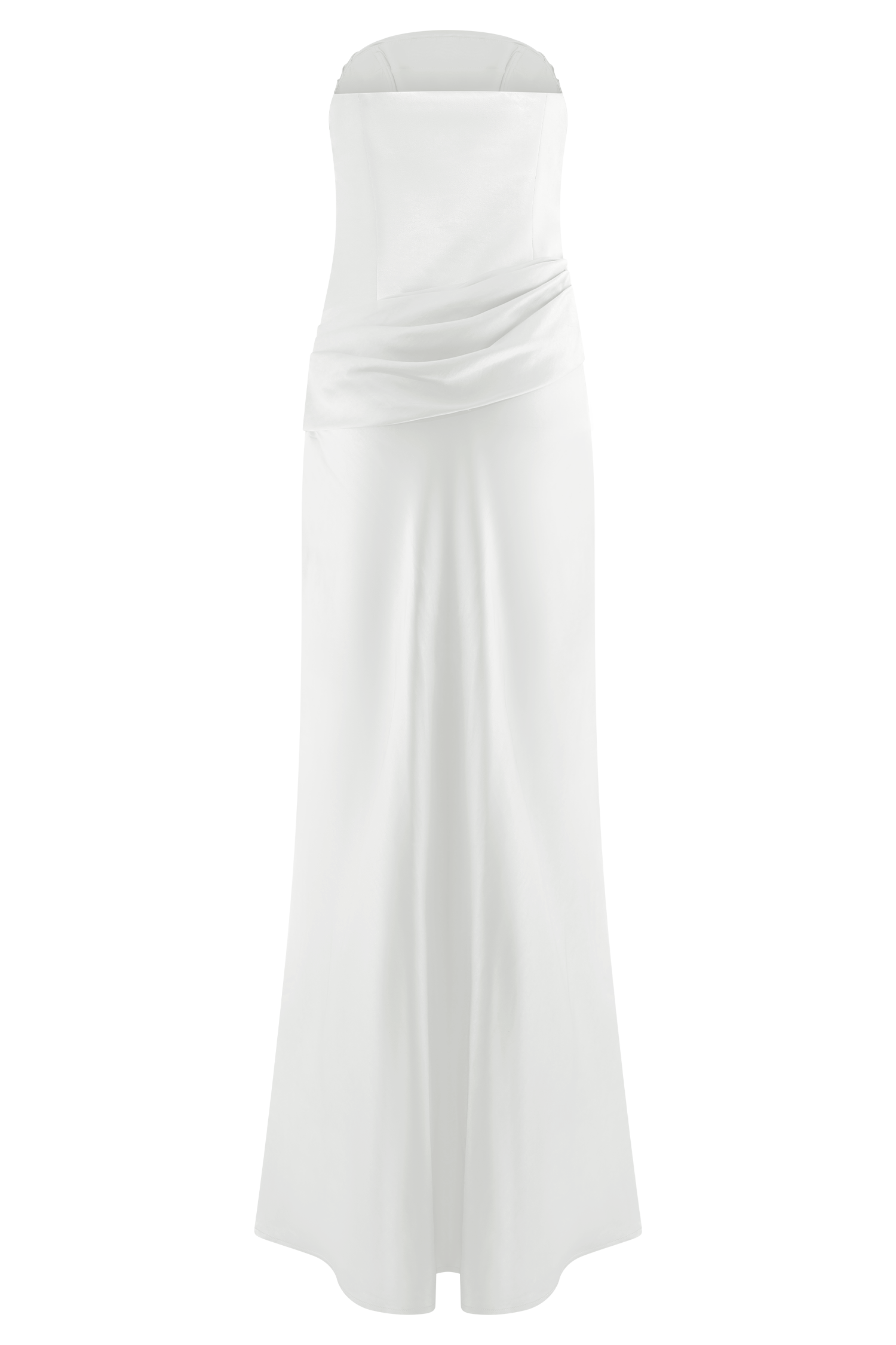Jasmine Strapless Satin Maxi Dress - White
