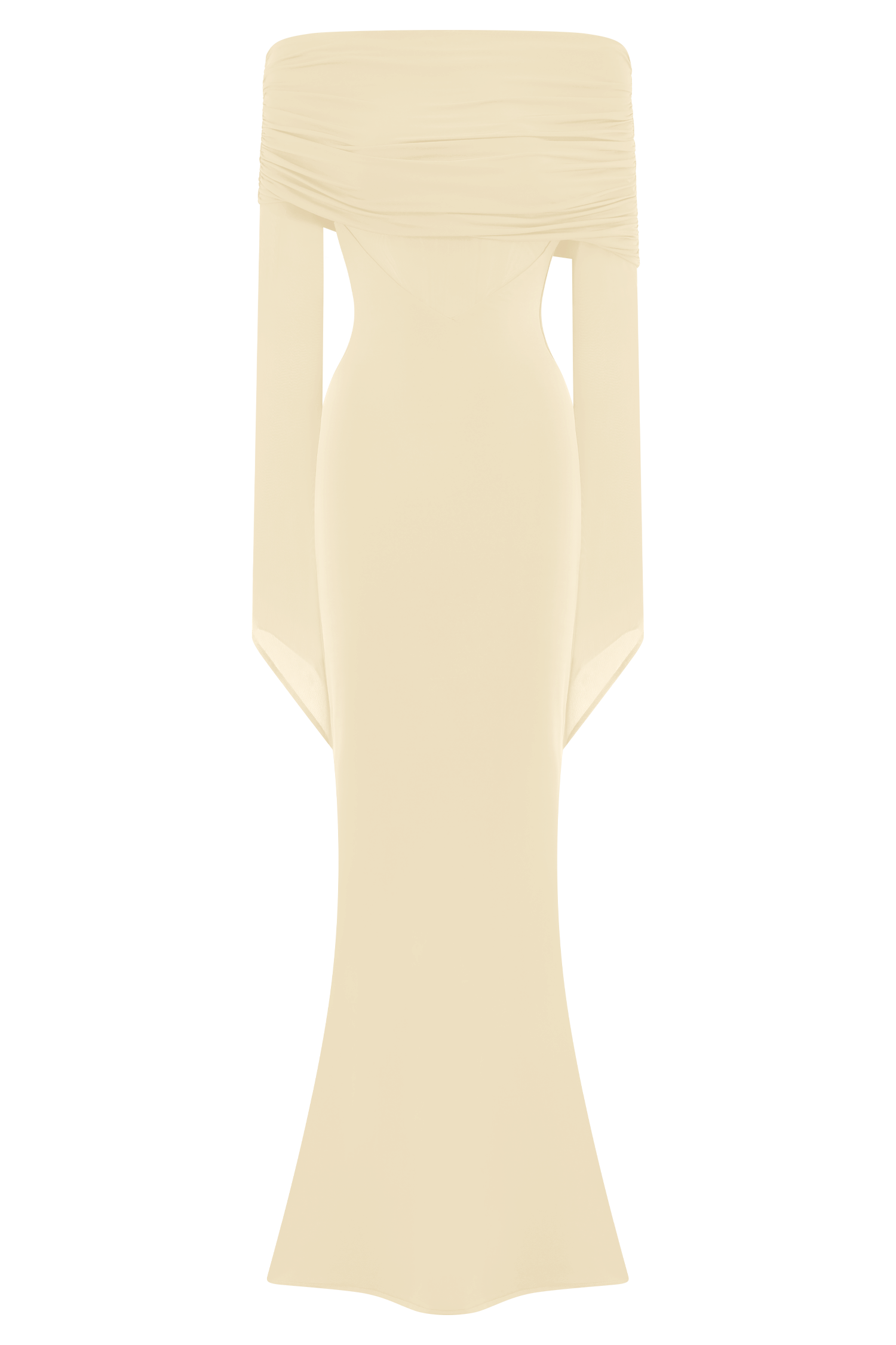 Kaitlin One Shoulder Slinky And Mesh Maxi Dress - Ivory