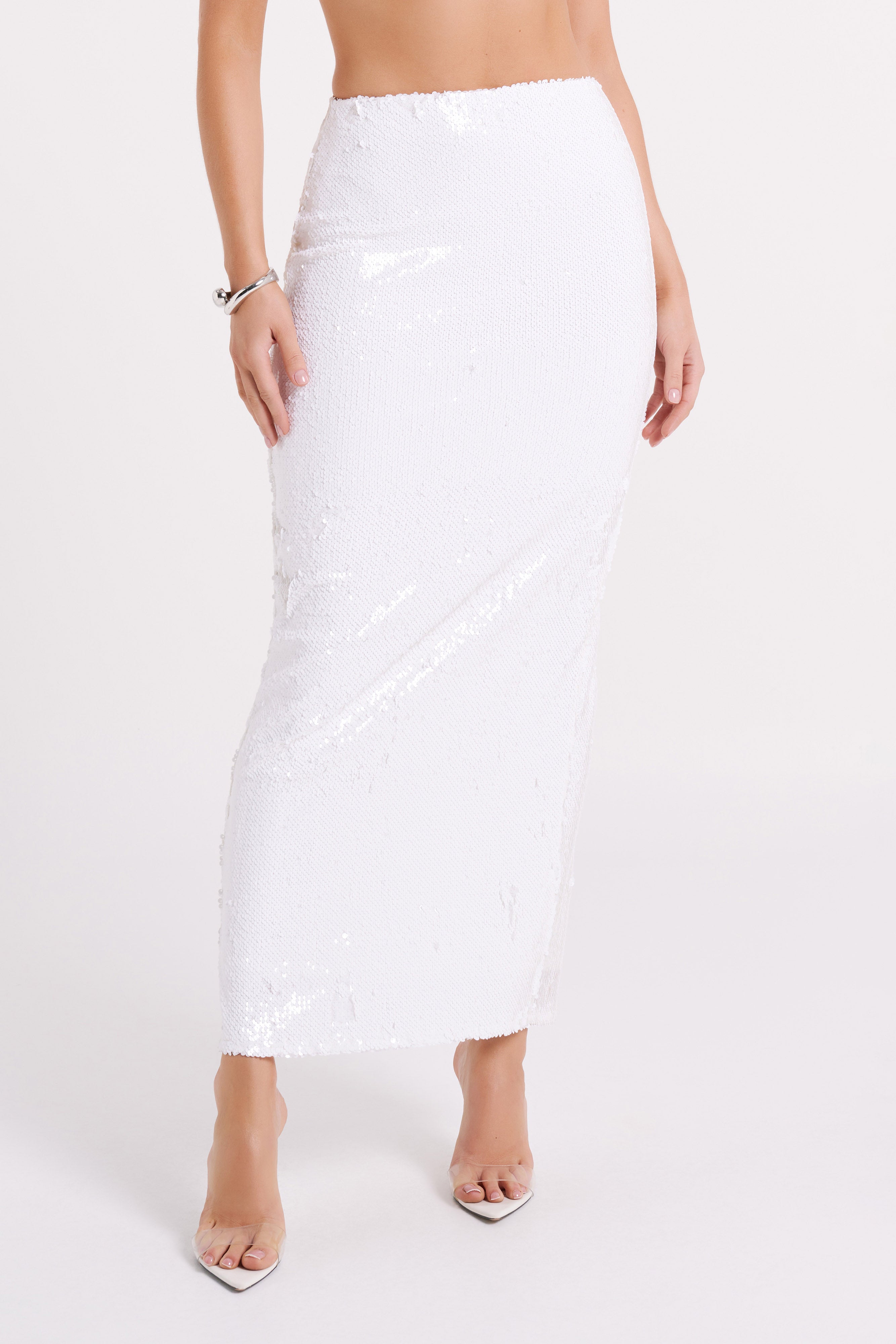 Cosette Sequin Maxi Skirt - White