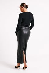 Lottie Faux Leather Maxi Skirt - Black