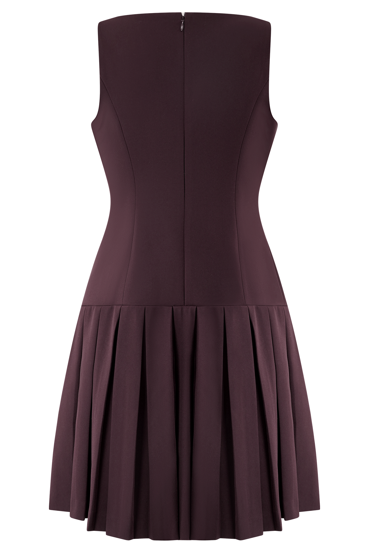Mackenzie Sleeveless Pleated Mini Dress - Mahogany