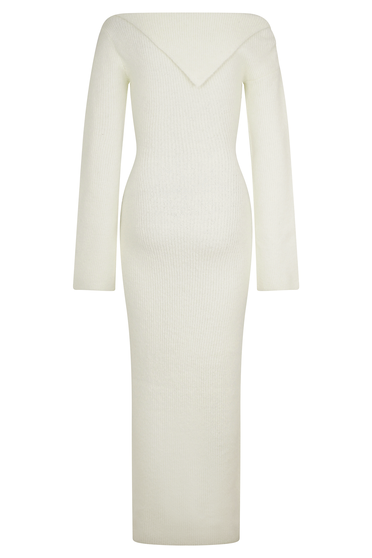 Magenta One Shoulder Fluffy Knit Midi Dress - Ivory