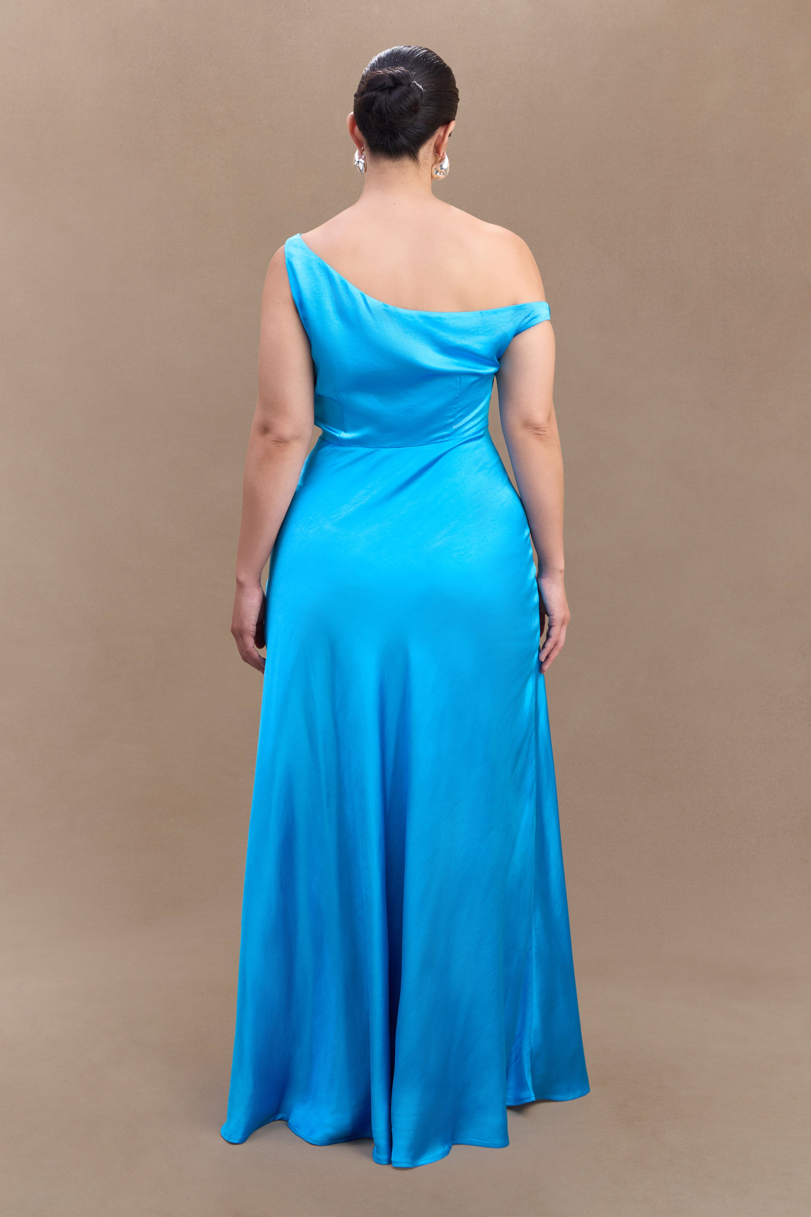 Jacinta One Shoulder Maxi Dress - Cyan Blue