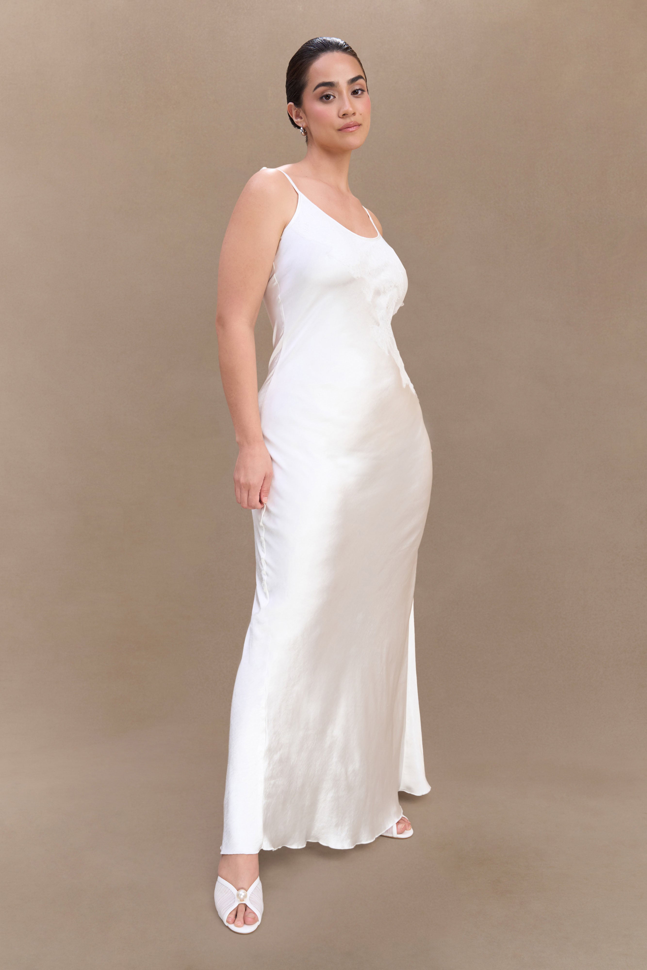 Saylor Satin Slip Maxi Dress - Ivory