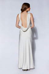 Nadia Maxi Satin Dress With Back Cowl - Silver