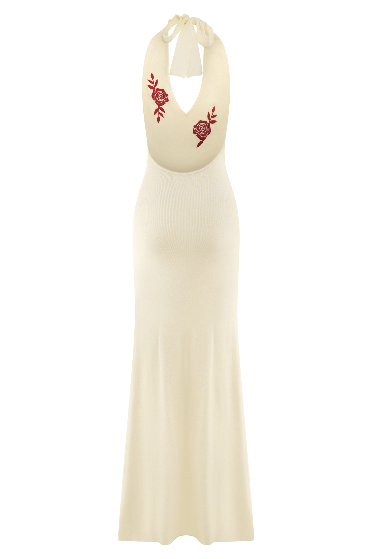 Shiloh Rose Knit Halter Maxi Dress - Ivory